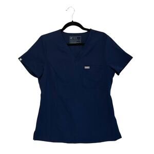 FIGS Catarina One Pocket Scrub Top Women's Sz M Navy Healthcare Classic Comfort